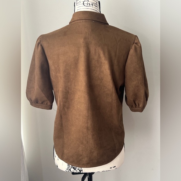 Steve Madden Preppy Old Money Brown B Faux  suede Top - Picture 6 of 13